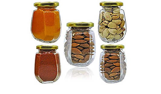 Glass Jar Octogon Shape 125ml, candle jar, honey jar, spice jar, jars for domestic and Commercial use